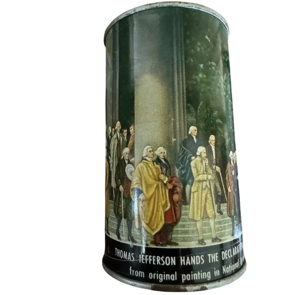 Vintage Tin Bank American Can Co Thomas Jefferson & Declaration of Independence